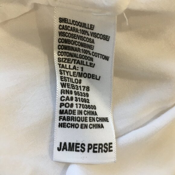 JAMES PERSE White Sheer/Thin Short Sleeve Ribbed Trim Tee Shirt Top - Picture 3 of 11